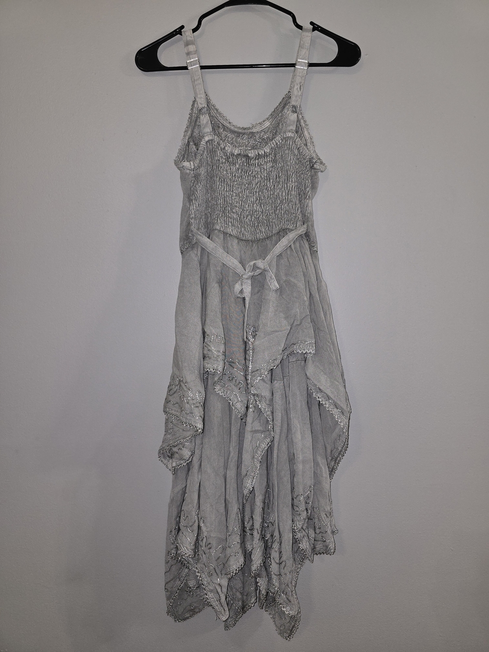 Boho Embroidered Handkerchief-Hem Dress - Picture 4 of 4
